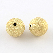 Brass Textured Beads, Cadmium Free & Lead Free, Round, Golden, 10mm, Hole: 2mm(X-KK-R012-10mm-G)