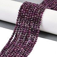 Natural Ruby Beads Strands, Grade AA, Faceted, Round, 4mm, Hole: 0.7mm, about 94pcs/strand, 15.47''(39.3cm)(G-P553-G01-03)