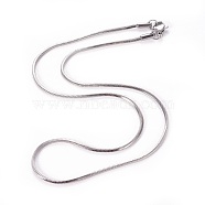 304 Stainless Steel Snake Chain Necklaces, with Lobster Claw Clasps, Stainless Steel Color, 15.7 inch(40cm), 1.5mm, 1.5mm(NJEW-F265-C-P)