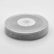 Polyester Velvet Ribbon for Gift Packing and Festival Decoration, Dark Gray, 5/8 inch(15mm), about 25yards/roll(22.86m/roll)(SRIB-M001-15mm-017)