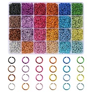 7224Pcs 24 Colors Aluminum Open Jump Rings, Round Ring, Mixed Color, 20 Gauge, 6x0.8mm, Inner Diameter: 5mm, about 301pcs/color(ALUM-YW0001-02)