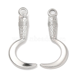 Non-Tarnish 304 Stainless Steel Pendants, Sickle Charm, Stainless Steel Color, 28.5x12x2mm, Hole: 2mm(STAS-Z041-30P)