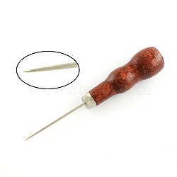 Stainless Steel Bead Awls, with Wood Cover, Coconut Brown, 125x20mm, Pin: 1~1.9mm(X-TOOL-R025-13)