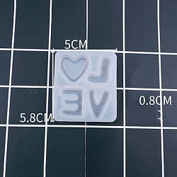 Silicone Molds, Resin Casting Molds, For UV Resin, Epoxy Resin Jewelry Making, Love, White, 58x50x8mm(X-DIY-F037-C03)