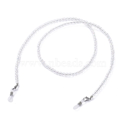 Eyeglasses Chains, Face Mask Chains, Neck Strap for Eyeglasses, with Transparent Acrylic Round Beads, 304 Stainless Steel Lobster Claw Clasps and Rubber Loop Ends, Clear AB, 27.75 inch(70.5cm)(AJEW-EH00270)