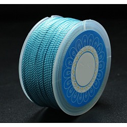 Round Nylon Cords, Milan Cords/Twisted Cords, Sky Blue, 2.5mm, about 10.93 yards(10m)/roll(OCOR-E022-B-18)