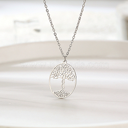 Elegant Stainless Steel Hollow Life Tree Pendant for Women's Daily Wear.(HY4553-2)
