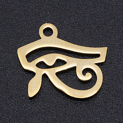 201 Stainless Steel Laser Cut Charms, Egyptian Eye of Horus, Golden, 12x13.5x1mm, Hole: 1.5mm(STAS-S105-T919-2)