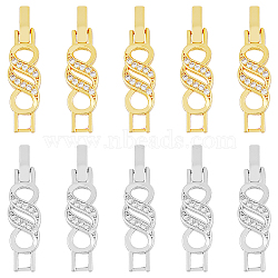 10Pcs 2 Colors Rack Plating Brass Micro Pave Clear Cubic Zirconia Watch Band Clasps, Cadmium Free & Lead Free, Long-Lasting Plated, Platinum & Golden, 34x8x4mm, Hole: 3x3mm, 5pcs/color(ZIRC-DC0001-08)