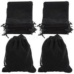 20Pcs Rectangle Velvet Drawstring Pouches, Candy Gift Bags Christmas Party Wedding Favors Bags, Black, 12x10cm(TP-BBC0001-03B-02)