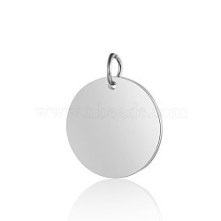 201 Stainless Steel Pendants, Manual Polishing, Flat Round, Stamping Blank Tag, Stainless Steel Color, 16x1mm, Hole: 3.5mm(STAS-S105-T637-1-16)