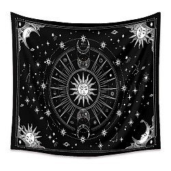 Polyester Tapestry Wall Hanging, Sun and Moon Psychedelic Wall Tapestry with Art Chakra Home Decorations for Bedroom Dorm Decor, Rectangle, Black, 1300x1500mm(PW23040495720)