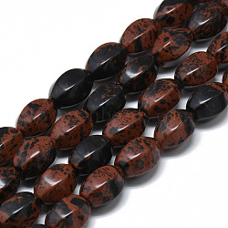 Natural Mahogany Obsidian Bead Strands, Rice, 14x10mm, Hole: 1mm, about 28pcs/strand, 15.7 inch(G-T075-22)