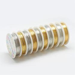 Mixed Sizes Round Copper Jewelry Wire, Mixed Color, 0.3mm, about 82.02 Feet(25m)/roll, 0.4mm, about 49.21 Feet(15m)/roll, 0.5mm, about 31.16 Feet(9.5m)/roll, 0.6mm, 8m/roll, 0.8mm, about 9.84 Feet(3m)/roll, 10 rolls/group(CW0.3mm018M)