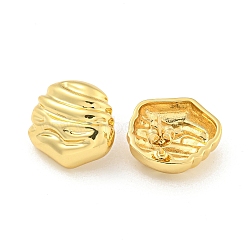 Rack Plating Brass Stud Earrings, Cadmium Free & Lead Free, Long-Lasting Plated, Nuggets with Streak, Real 18K Gold Plated, 18x19mm(EJEW-C102-20G)