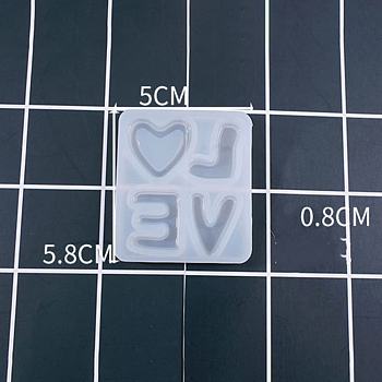 Silicone Molds, Resin Casting Molds, For UV Resin, Epoxy Resin Jewelry Making, Love, White, 58x50x8mm