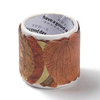 Paper Fallen Leaves Sticker Rolls, Thanksgiving Leaves Decals, for DIY Scrapbooking, Journal Diary Planner DIY Art Craft, Saddle Brown, 27~31x28~31x0.1mm, 50pcs/roll