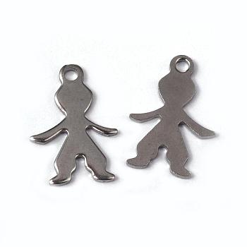 304 Stainless Steel Pendants, Kids Silhouette Pendants, Stainless Steel Color, 16x11x0.8mm, Hole: 1.5mm