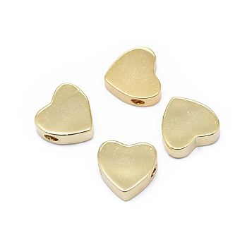 Rack Plating Brass Beads, Long-Lasting Plated, Heart, Light Gold, 7x7.5x3mm, Hole: 1.5mm