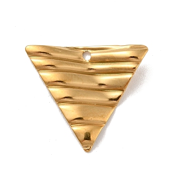 304 Stainless Steel Pendants, Textured, Triangle, Golden, 17x19x2.5mm, Hole: 1.2mm