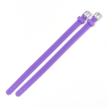 Silicone Watch Bands, with 201 Stainless Steel Clasps, Blue Violet, 8-7/8 inch(22.5~22.7cm), 10x3mm