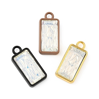 Glass Imitation Austrian Crystal Pendants, with Brass Findings, Rectangle, Mixed Color, 27x12.5x6mm, Hole: 3mm