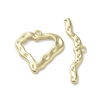 Brass Toggle Clasps, Long-Lasting Plated, Heart, Golden, 17x17x1.5mm, Hole: 1.2mm