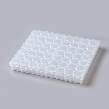 Plastic Bead Containers, Removable, 56 Compartments, Rectangle, Clear, 21.2x18.4x2.7cm, Compartments: 2.2x2.4cm, 56 Compartments/box