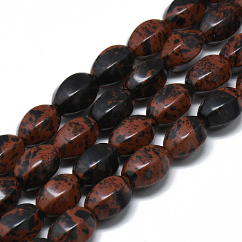 Natural Mahogany Obsidian Bead Strands, Rice, 14x10mm, Hole: 1mm, about 28pcs/strand, 15.7 inch