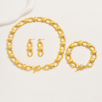 Vintage Chic Alloy Number 8 Jewelry Set for Women, Bracelets & Earrings & Necklaces Set, Real 18K Gold Plated