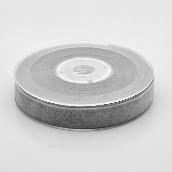 Polyester Velvet Ribbon for Gift Packing and Festival Decoration, Dark Gray, 5/8 inch(15mm), about 25yards/roll(22.86m/roll)