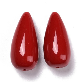 Retro Style Resin Beads, Teardrop, Red, 35x16.5x16mm, Hole: 1.5mm