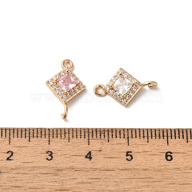 Brass Micro Pave Clear Cubic Zirconia Rhombus Links Connector Charms(KK-C062-004G)-3