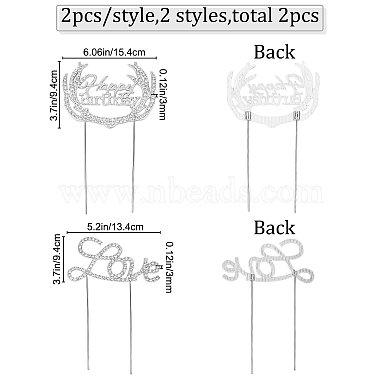 craspire 2piezas 2 estilos de adornos para tartas de aleación y diamantes de imitación(AJEW-CP0001-44S)-2