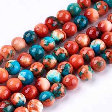6mm Colorful Round Fossil Beads