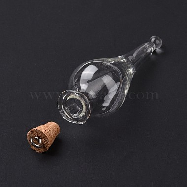 Teardrop Glass Cork Bottle Big Pendants(AJEW-A041-01B)-4