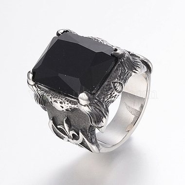 Black Stainless Steel+Cubic Zirconia Finger Rings