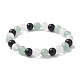 Natural Green Aventurine & Selenite & Eyeless Obsidian Round Beaded Stretch Bracelets(BJEW-JB10114-01)-1