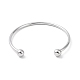 Screw End Ball 304 Stainless Steel Wire Open Cuff Bangle(BJEW-F435-02P)-3