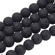 Olycraft Natural Lava Rock Beads Strands, Round, Black, 6mm, hole: 0.8mm, about 60pcs/strand, 16 inch(G-OC0001-38-6mm)