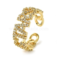 Brass Micro Pave Cubic Zirconia Ring, Long-Lasting Plated, Letter, Golden, US Size 7 1/4(17.5mm)(RJEW-Z033-03G)