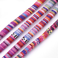 Ethnic Style Cloth Cords, with Cotton Cord Inside, Colorful, 6.5~7x5mm, about 109.36 yards(100m)/bundle(OCOR-S034-17)