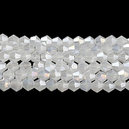 Imitation Jade Electroplate Glass Beads Strands, AB Color Plated, Faceted, Bicone, White, 4x4mm, Hole: 0.8mm, about 87~98pcs/strand, 12.76~14.61 inch(32.4~37.1cm)(GLAA-F029-J4mm-A06)