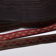 Polyester Ribbons, with Wave Pattern, Jacquard Ribbon, Dark Red, 1/2 inch(12mm); 33yards/roll(30.1752m/roll)(OCOR-L018-28A-12mm)