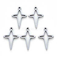 304 Stainless Steel Pendants, Laser Cut, Cross, Stainless Steel Color, 20x12x1mm, Hole: 1.2mm(X-STAS-N092-32)