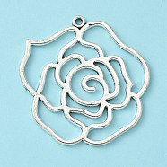 Tibetan Style Alloy Pendants, Rose, Antique Silver, Lead Free and Cadmium Free, 43x39x2mm, Hole: 2mm(X-LF10554Y)