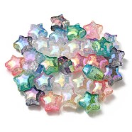 UV Plating Transparent Crackle Acrylic Beads, Gradient Color, Star, Mixed Color, 20x21.5x13mm, Hole: 3mm(X-OACR-P010-09)
