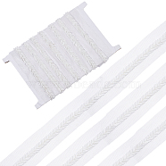 CHGCRAFT Mesh Fabric with Plastic Wheat Beads Ribbon, White, 1-1/2 inch(37mm), 2 yards/bag(OCOR-CA0001-15)