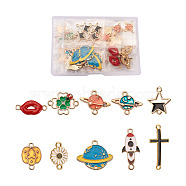 Craftdady Alloy Links Connectors, with Rhinestone and Enamel, Mixed Color, 40pcs/box(PALLOY-CD0001-06)
