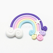 Handmade Polymer Clay Cabochons, Rainbow, Colorful, 36~40x47~53x3mm(PORC-S1007-39B)
